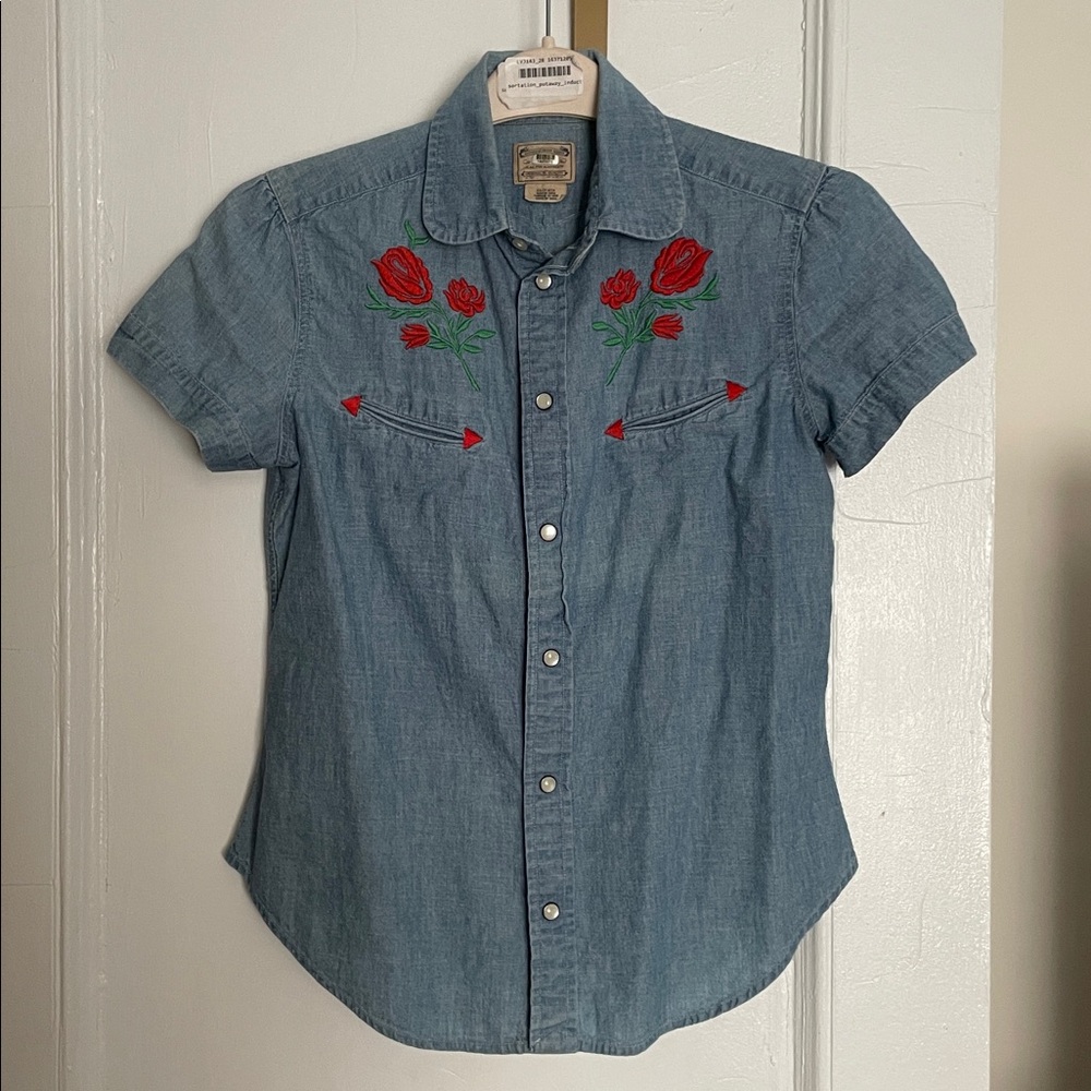 Vintage Ralph Lauren Light Blue Western Denim Shirt